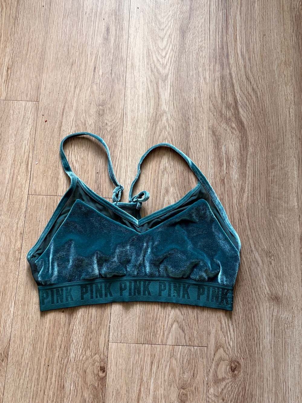 PINK Victoria's Secret Velvet Bralette in Teal Green